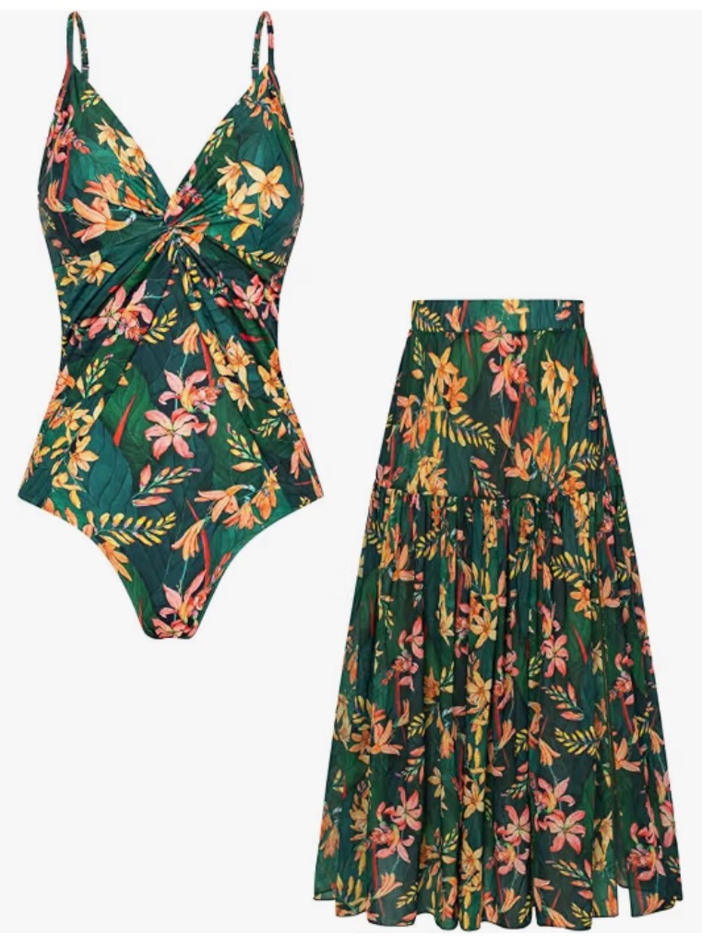 Grace Karin One Piece Swimsuit with Cover Up Skirt